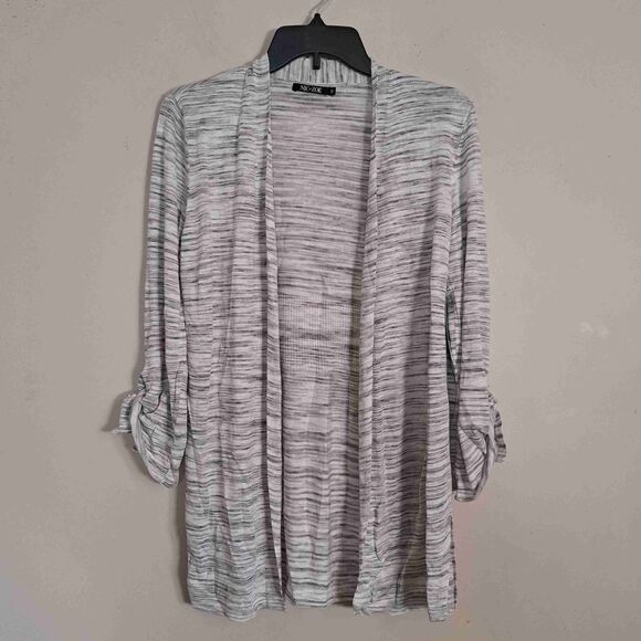 NIC+ZOE Green Shawl Lapel 3/4 Sleeve Linen-Blend Cardy - Picture 2 of 11